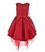 Color:Red - Image 2 - Little Girls 2T-6X Satin Tiered Hi-Low Hem Skirt Party Dress