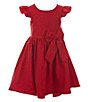 Color:Red - Image 1 - Little Girls 2T-6X Flutter Sleeve Pattern Glitter Knit Hi-Low Dress