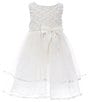 Color:Ivory - Image 1 - Little Girls 2T-6X Basket Weave/Chiffon Fit-And-Flare Dress