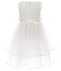 Color:Ivory - Image 2 - Little Girls 2T-6X Basket Weave/Chiffon Fit-And-Flare Dress