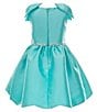 Color:Aqua - Image 2 - Little Girls 2T-6X Bow-Accented-Shoulder Fit-And-Flare Mikado Dress