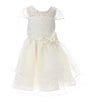 Color:White - Image 1 - Little Girls 2T-6X Cap-Sleeve Lace/Organza Fit-And-Flare Dress