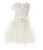 Color:White - Image 2 - Little Girls 2T-6X Cap-Sleeve Lace/Organza Fit-And-Flare Dress