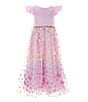 Color:Lilac - Image 1 - Little Girls 2T-6X Cap Sleeve Satin Bodice/Butterfly-Appliqued Ombre-Skirted Ball Gown