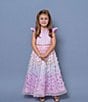 Color:Lilac - Image 3 - Little Girls 2T-6X Cap Sleeve Satin Bodice/Butterfly-Appliqued Ombre-Skirted Ball Gown