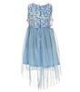 Color:Blue - Image 2 - Little Girls 2T-6X Embellished Bodice/Mesh Skirted High-Low Hem Ballgown