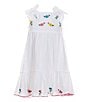 Color:White - Image 1 - Little Girls 2T-6X Floral Embroidered Gauze Fit & Flare Dress
