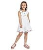 Color:White - Image 3 - Little Girls 2T-6X Floral Embroidered Gauze Fit & Flare Dress