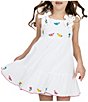 Color:White - Image 4 - Little Girls 2T-6X Floral Embroidered Gauze Fit & Flare Dress