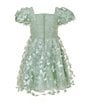 Rare Editions Little Girls Flutter-Sleeve Ruched-Bodice Butterfly-Appliqued Fit-And-Flare Dress, Color:Sage - Image 2
