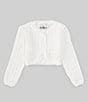 Color:White - Image 1 - Little Girls 2T-6X Long Sleeve Crocheted Knit Cardigan