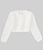 Color:White - Image 2 - Little Girls 2T-6X Long Sleeve Crocheted Knit Cardigan