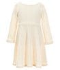Color:Ivory - Image 1 - Little Girls 2T-6X Long-Sleeve Double-Knit Fit-And-Flare Dress