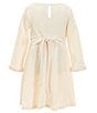 Color:Ivory - Image 2 - Little Girls 2T-6X Long-Sleeve Double-Knit Fit-And-Flare Dress