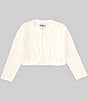 Color:Ivory - Image 1 - Little Girls 2T-6X Long Sleeve Faux-Pearl/Beaded Knit Cardigan