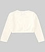Color:Ivory - Image 2 - Little Girls 2T-6X Long Sleeve Faux-Pearl/Beaded Knit Cardigan