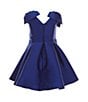 Color:Royal - Image 2 - Little Girls 2T-6X Mikado Bow Shoulder Dress