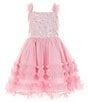 Color:Pink - Image 1 - Little Girls 2T-6X Sequin Embellished Bodice/Ruched Tutu Skirt Fit & Flare Dress