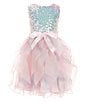Color:Blush - Image 1 - Little Girls 2T-6X Sequin Mesh Organza Cascade Dress