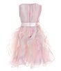 Color:Blush - Image 2 - Little Girls 2T-6X Sequin Mesh Organza Cascade Dress