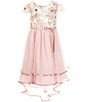 Color:Blush - Image 1 - Little Girls 2T-6X Short Sleeve Sequin-Embellished Bodice/Asymmetrical Mesh Skirted Ballgown