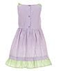 Color:Lilac - Image 2 - Little Girls 2T-6X Sleeveless Checked Seersucker Flower-Appliqued Dress