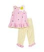 Color:Pink - Image 1 - Little Girls 2T-6X Sleeveless Checked Schiffli-Bee-Embroidered Tunic Top & Checked Pant Set