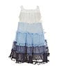 Color:Blue - Image 1 - Little Girls 2T-6X Sleeveless Colorblock/Clip-Dot Chiffon Fit & Flare Dress