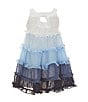 Color:Blue - Image 2 - Little Girls 2T-6X Sleeveless Colorblock/Clip-Dot Chiffon Fit & Flare Dress