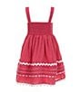 Rare Editions Little Girls Sleeveless Contrast-Ricrac-Trimmed Tiered Fit & Flare Dress, Color:Pink - Image 2