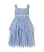 Color:Periwinkle - Image 1 - Little Girls 2T-6X Sleeveless Crocheted-Bodice/Layered-Mesh-Skirted Fit-And-Flare Dress