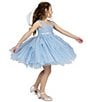 Color:Periwinkle - Image 4 - Little Girls 2T-6X Sleeveless Crocheted-Bodice/Layered-Mesh-Skirted Fit-And-Flare Dress