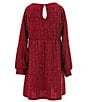 Color:Burgundy - Image 4 - Little Girls 2T-6X Sleeveless Faux-Fur Vest & Long Sleeve Metallic A-Line Dress