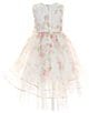 Color:Ivory - Image 2 - Little Girls 2T-6X Sleeveless Floral-Printed Tiered Organza Ballgown