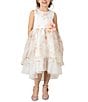 Color:Ivory - Image 3 - Little Girls 2T-6X Sleeveless Floral-Printed Tiered Organza Ballgown