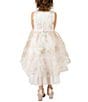 Color:Ivory - Image 4 - Little Girls 2T-6X Sleeveless Floral-Printed Tiered Organza Ballgown