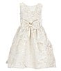 Color:Taupe - Image 1 - Little Girls 2T-6X Sleeveless Lurex Metallic Jacquard Brocade Fit-And-Flare Dress