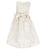 Color:Taupe - Image 2 - Little Girls 2T-6X Sleeveless Lurex Metallic Jacquard Brocade Fit-And-Flare Dress