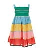 Color:Green/Blue Multi - Image 1 - Little Girls 2T-6X Sleeveless Ricrac-Trimmed Color Block Empire-Waist Dress