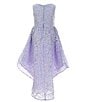 Color:Lavender - Image 2 - Little Girls 2T-6X Sleeveless Sequin-Embellished Lace High-Low-Hem Ballgown