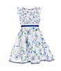 Color:Blue - Image 1 - Little Girls 2T-6X Sleeveless Twin-Printed Fit-And-Flare Dress