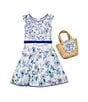 Color:Blue - Image 3 - Little Girls 2T-6X Sleeveless Twin-Printed Fit-And-Flare Dress