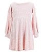 Color:Blush - Image 1 - Little Girls 2T-6X Textured Jacquard A-Line Dress With Balloon Sleeve