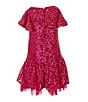 Color:Fuchsia - Image 2 - Little Girls 4-6X Sequin Flounce Hem Shift Dress
