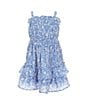 Color:Blue - Image 3 - Little Girls 4-6X Sleeveless Denim Vest & Sleeveless Floral-Printed Dress