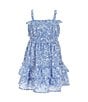 Color:Blue - Image 4 - Little Girls 4-6X Sleeveless Denim Vest & Sleeveless Floral-Printed Dress