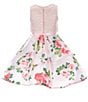 Color:Blush - Image 2 - Little Girls 4-6X Sleeveless Illusion-Lace/Floral Fit-And-Flare Dress