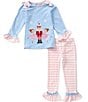 Rare Editions Little Girls Long Sleeve Blue Nutcracker Applique Top & Pants Set - Image 1