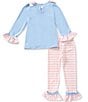 Rare Editions Little Girls Long Sleeve Blue Nutcracker Applique Top & Pants Set - Image 2