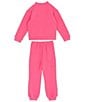 Rare Editions Little Girls Long-Sleeve Chenille-Patch PolarFleece Sweatshirt & Matching Jogger Pants Set, Color:Pink - Image 2